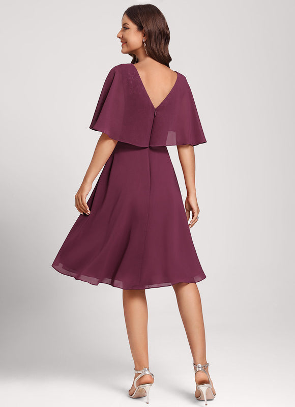 Robe Cocktail Rouge Velours Éclat - gallery 4