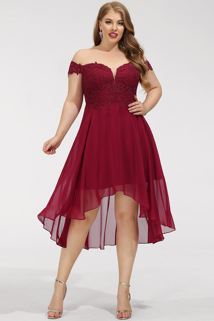 Robe Cocktail Rouge Élégance Asymétrique - gallery 5