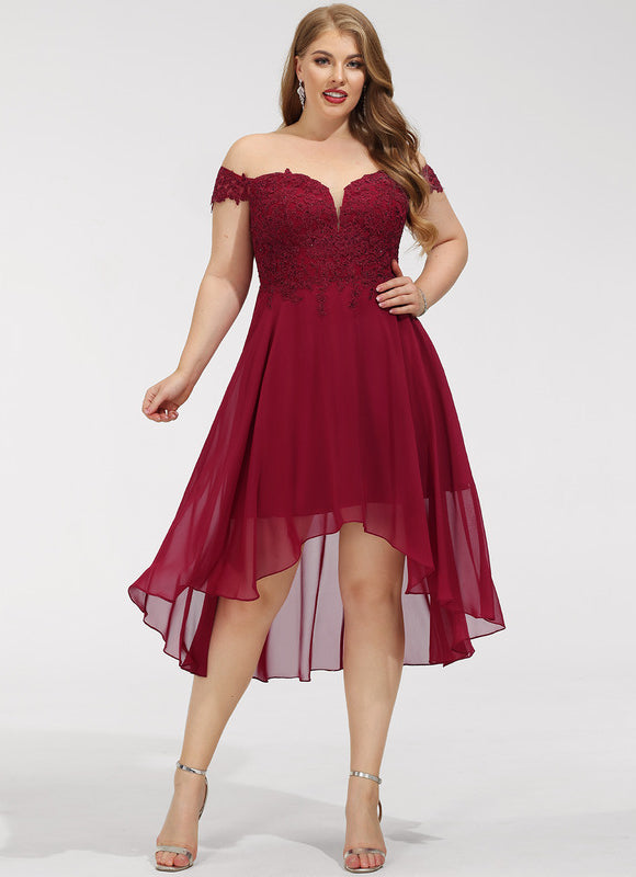 Robe Cocktail Rouge Élégance Asymétrique - gallery 5