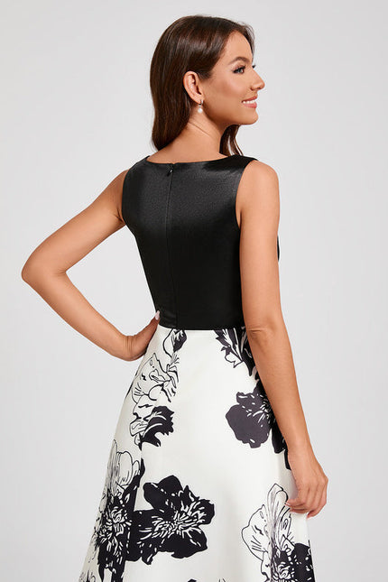 Robe Cocktail Fleurie Contrastée - gallery 5