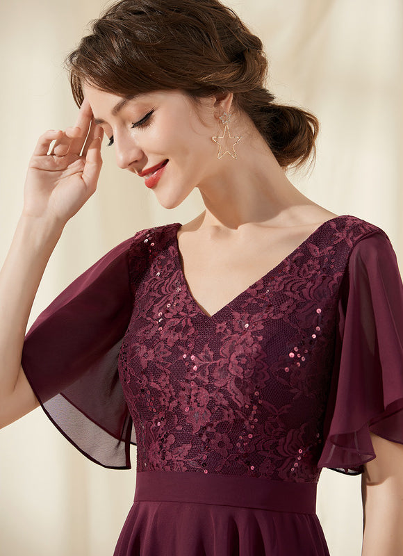 Robe Cocktail Rouge Velours Éclat - gallery 4