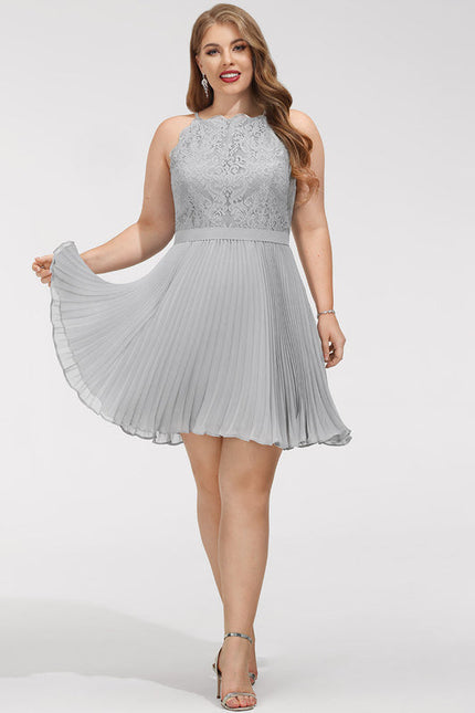 Robe Cocktail Gris Plissé Chic - gallery 7