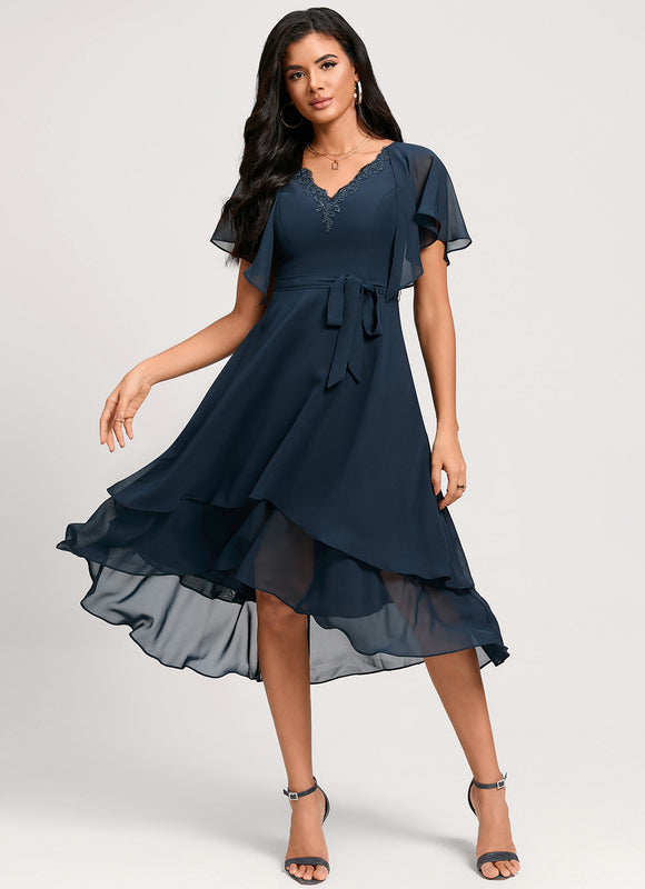Robe Cocktail Flottante Marine - gallery 3