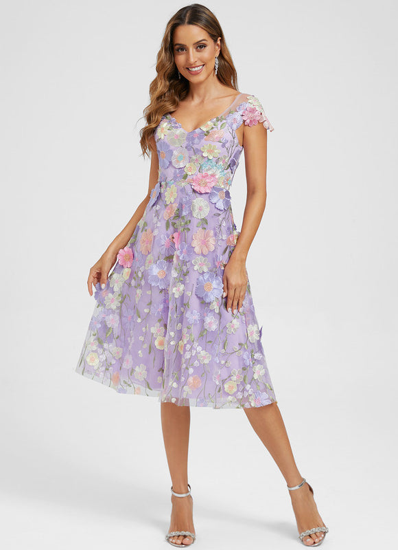 Robe Cocktail Florale Lavande - gallery 1