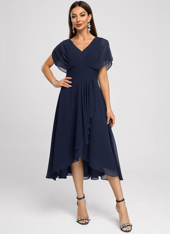 Robe Cocktail Fluide Vert Pâle - gallery 2