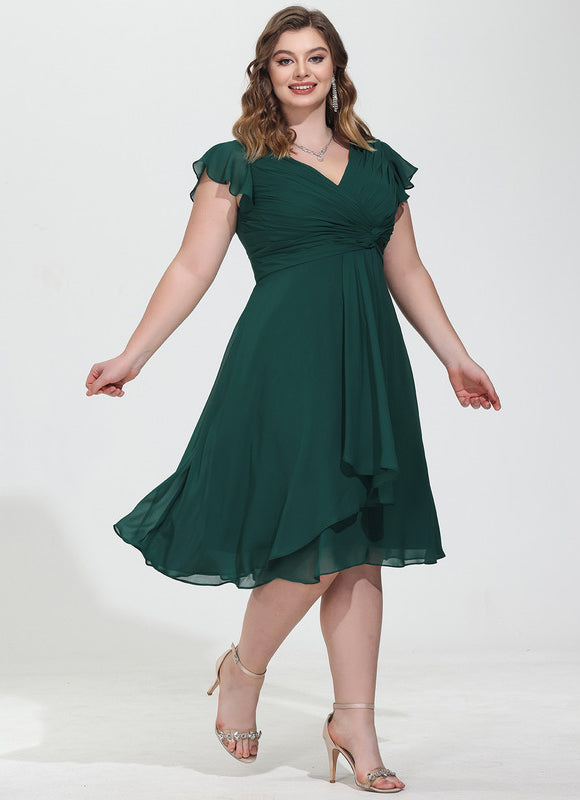 Robe Cocktail Mousseline Asymétrique - gallery 8