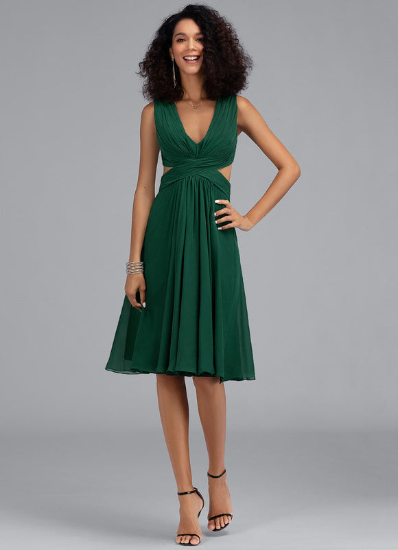 Robe Cocktail Mousseline Émeraude - gallery 5