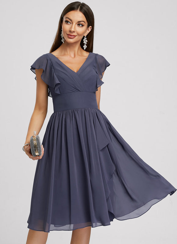 Robe Cocktail Mousseline Émeraude