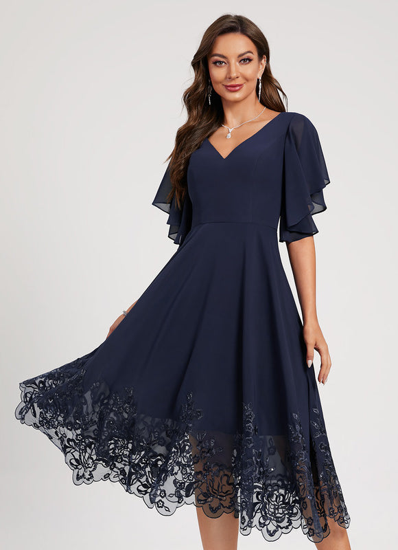 Robe Cocktail Mousseline Nocturne