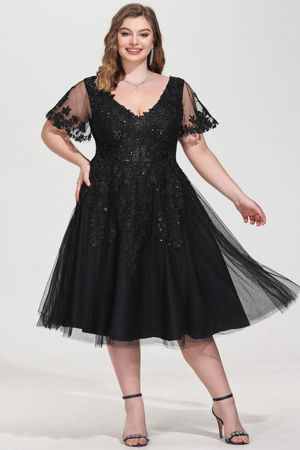 Robe Cocktail Noir Tulle Chic - gallery 9