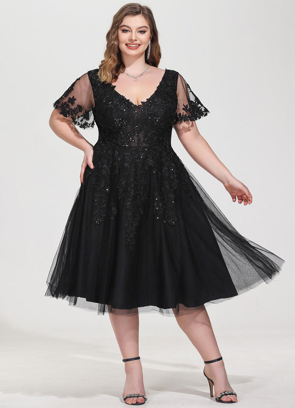 Robe Cocktail Noir Tulle Chic - gallery 9