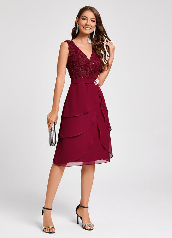 Robe Cocktail Volants Élégante - gallery 2