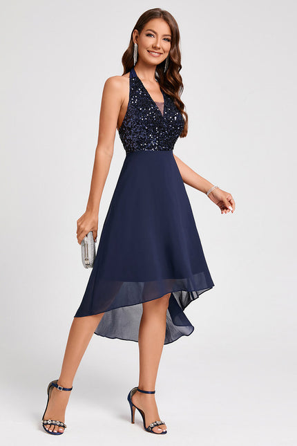 Robe Cocktail Pailletée Asymétrique - gallery 2
