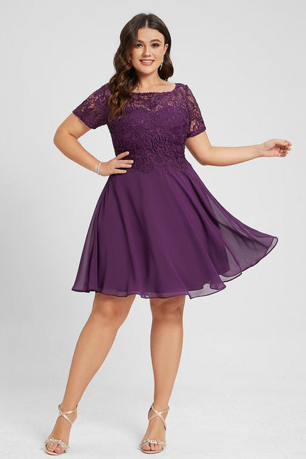 Robe Cocktail Bordeaux Dentelle - gallery 8