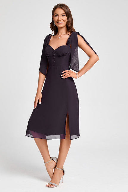 Robe Cocktail Élégante Sombre - gallery 4