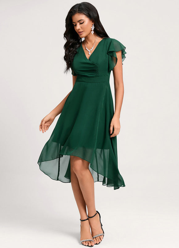 Robe Cocktail Fluide Vert Pâle - gallery 1