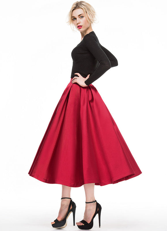 Robe Cocktail Rouge Satiné Élégant - gallery 2