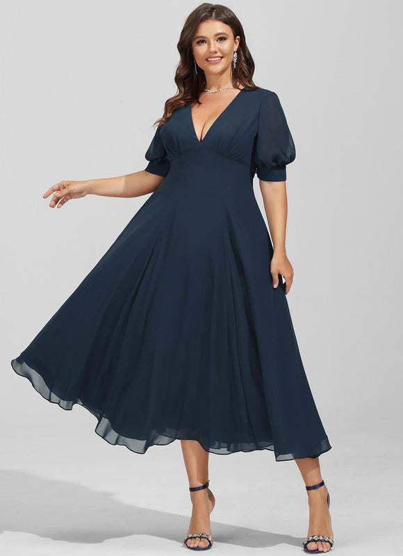 Robe Cocktail Flottante Saphir - gallery 6