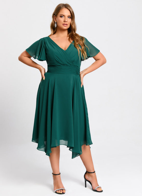 Robe Cocktail Fluide Marine Asymétrique - gallery 9