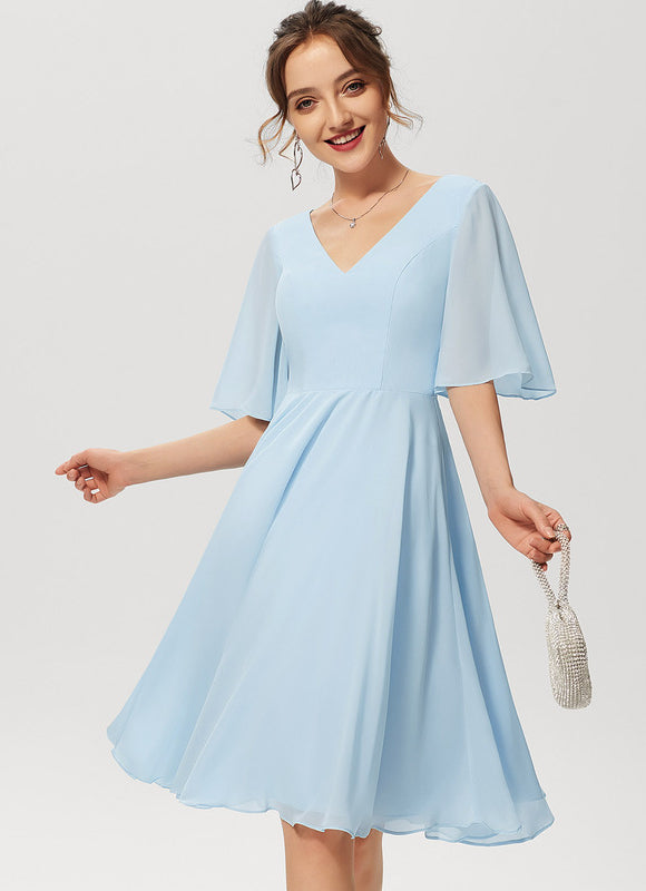Robe Cocktail Mousseline Asymétrique