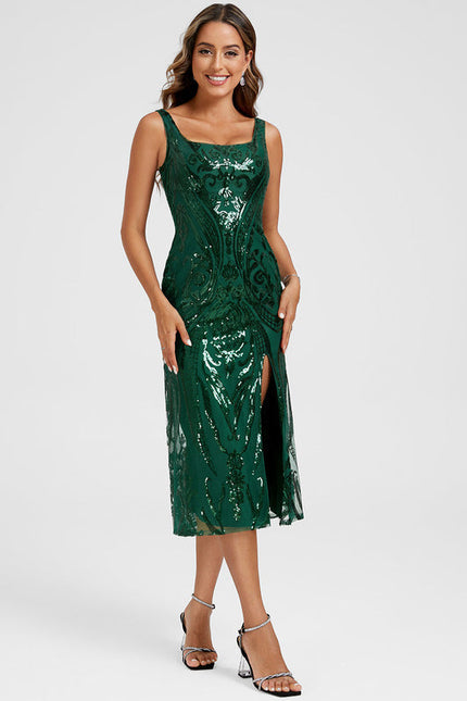 Robe Cocktail Scintillante Verte - gallery 4