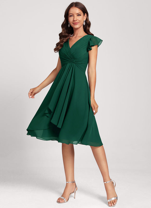 Robe Cocktail Mousseline Asymétrique - gallery 1