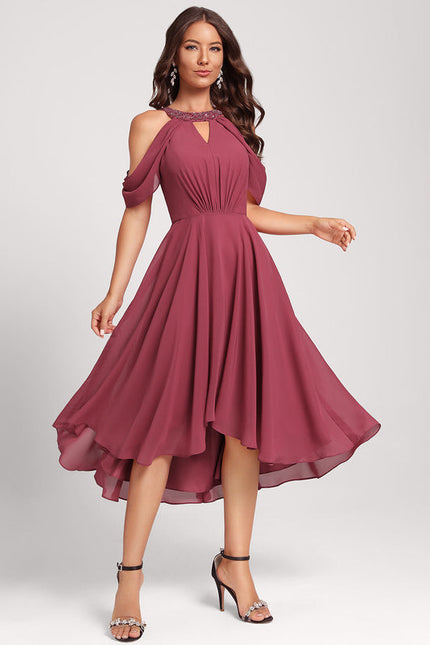 Robe Cocktail Évanescente Bordeaux - gallery 1