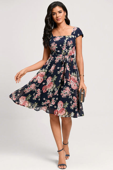 Robe Cocktail Fleurie Marine - gallery 3