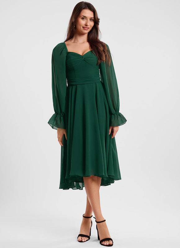 Robe Cocktail Fluide Vert Pâle - gallery 3