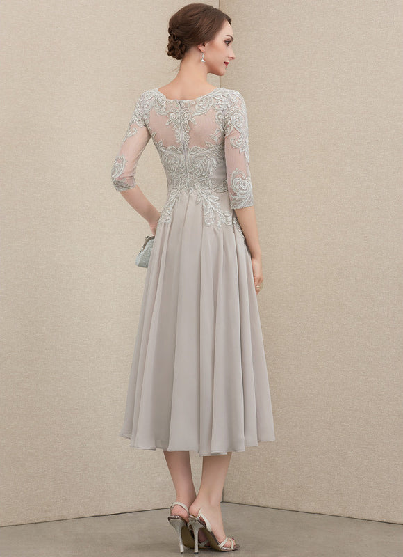 Robe Cocktail Grise Élégante - gallery 3