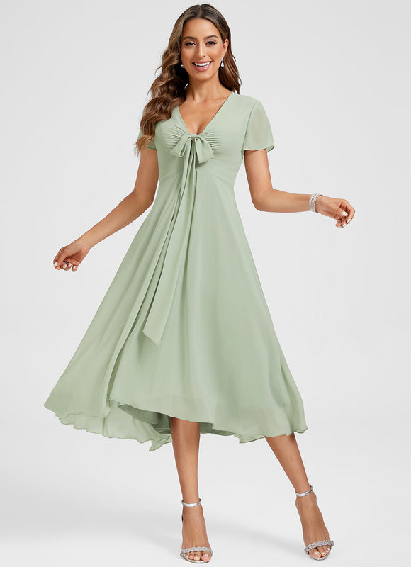 Robe Cocktail Fluide Vert Pâle