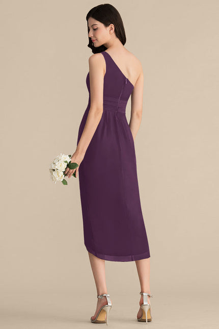 Robe Cocktail Violet Élégance Drapée - gallery 4