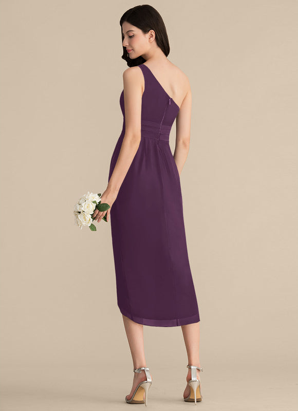 Robe Cocktail Violet Élégance Drapée - gallery 4