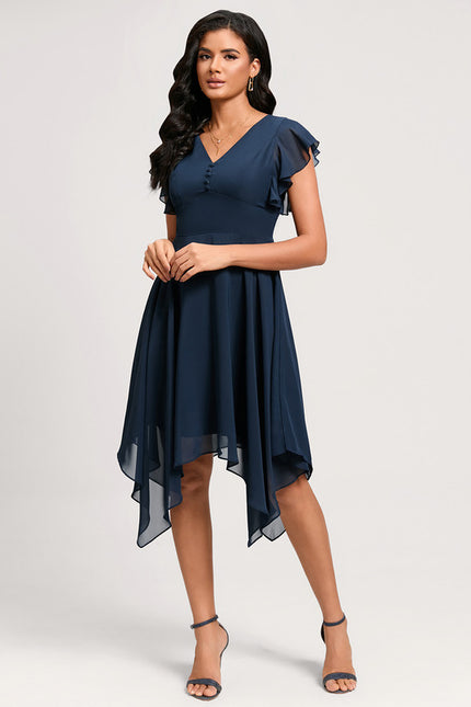 Robe Cocktail Mousseline Terracotta