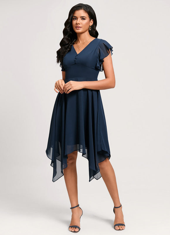 Robe Cocktail Mousseline Terracotta