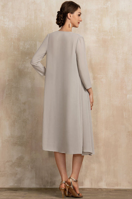 Robe Cocktail Élégante Argentée - gallery 1