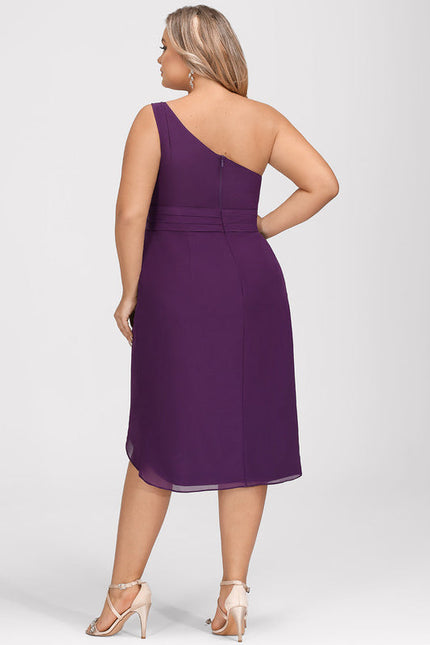 Robe Cocktail Violet Élégance Drapée - gallery 6