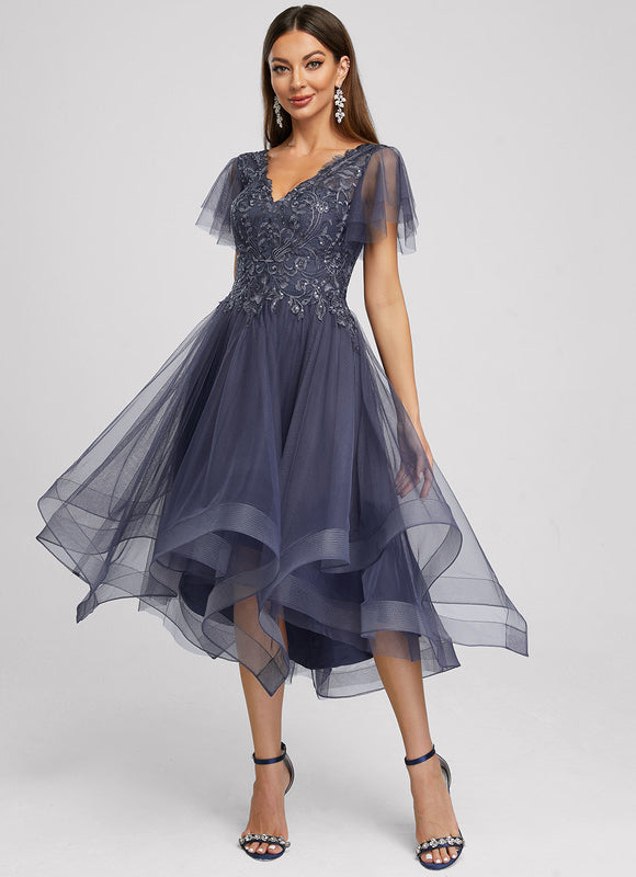 Robe Cocktail Tulle Étoilée