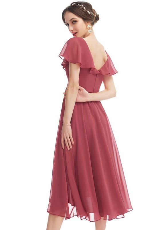 Robe Cocktail Fluide Vert Pâle - gallery 2