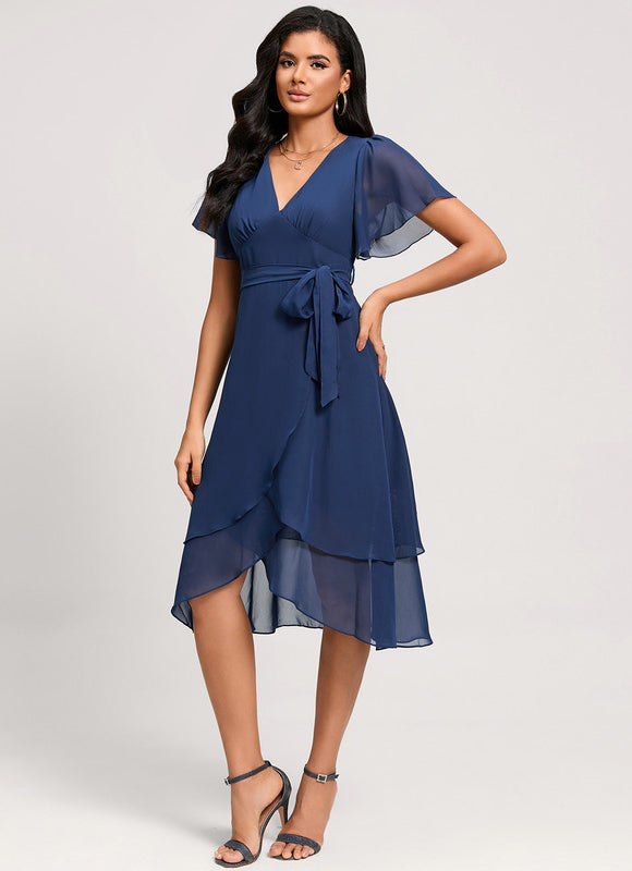 Robe Cocktail Fluide Vert Pâle - gallery 2
