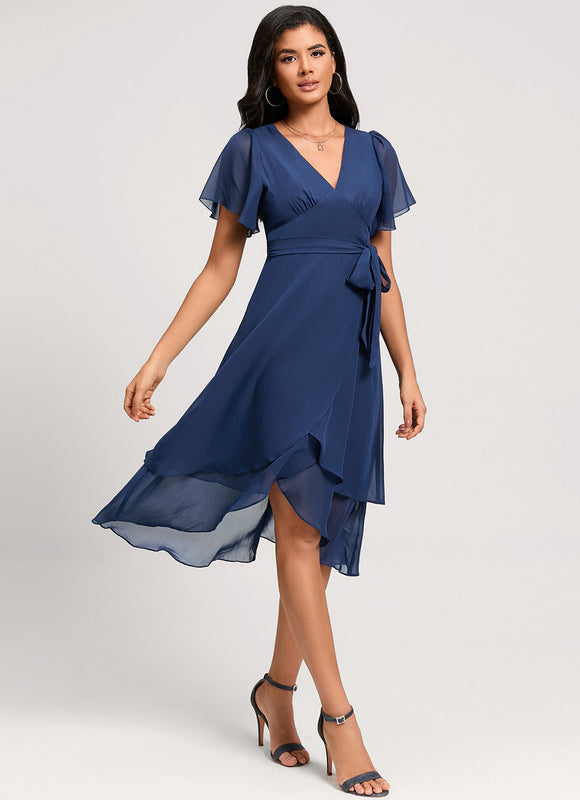 Robe Cocktail Fluide Vert Pâle - gallery 3