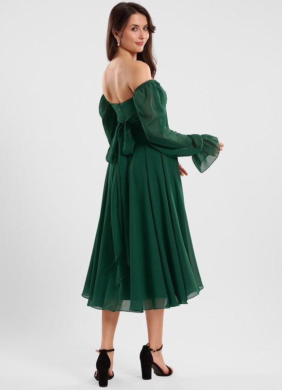 Robe Cocktail Fluide Vert Pâle - gallery 7