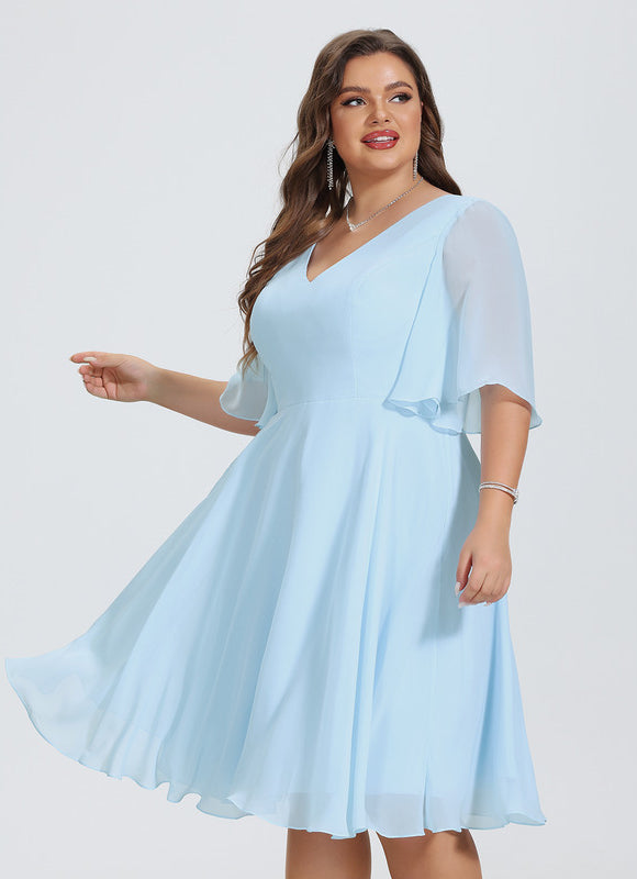 Robe Cocktail Mousseline Asymétrique - gallery 7