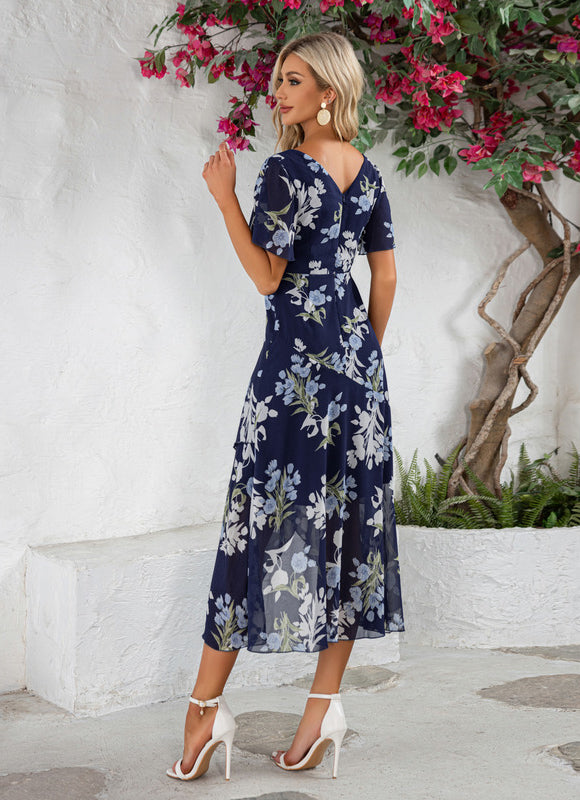 Robe Cocktail Florale Navy - gallery 1