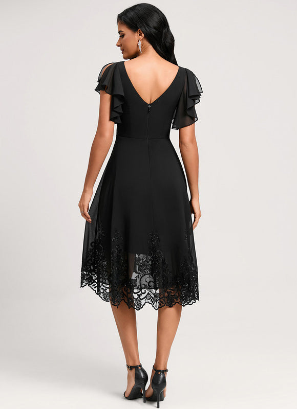 Robe Cocktail Noire Élégante - gallery 5