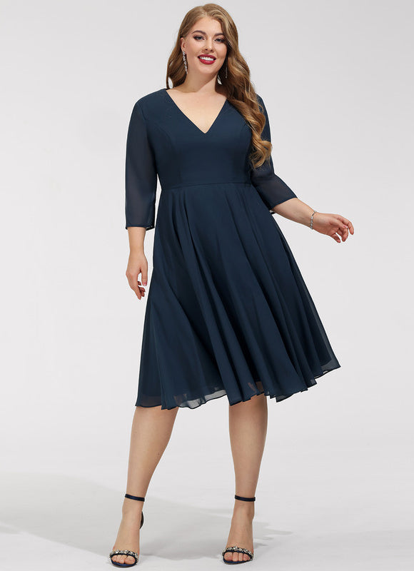 Robe Cocktail Mousseline Asymétrique - gallery 7
