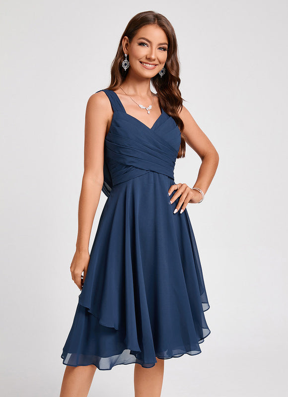 Robe Cocktail Mousseline Asymétrique