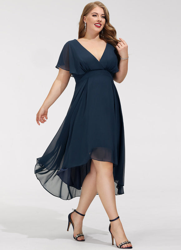 Robe Cocktail Fluide Marine Asymétrique - gallery 9