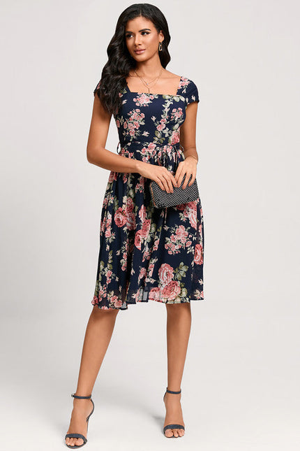 Robe Cocktail Fleurie Marine - gallery 4