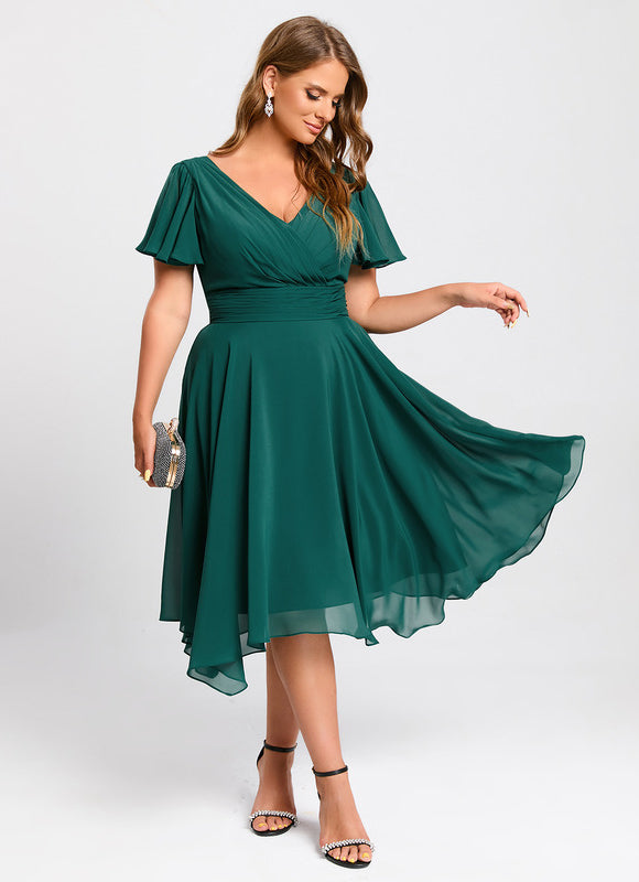 Robe Cocktail Fluide Marine Asymétrique - gallery 6